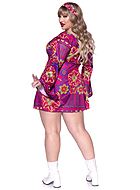 Retro-style, dress, bell sleeves, colorful flowers, plus size